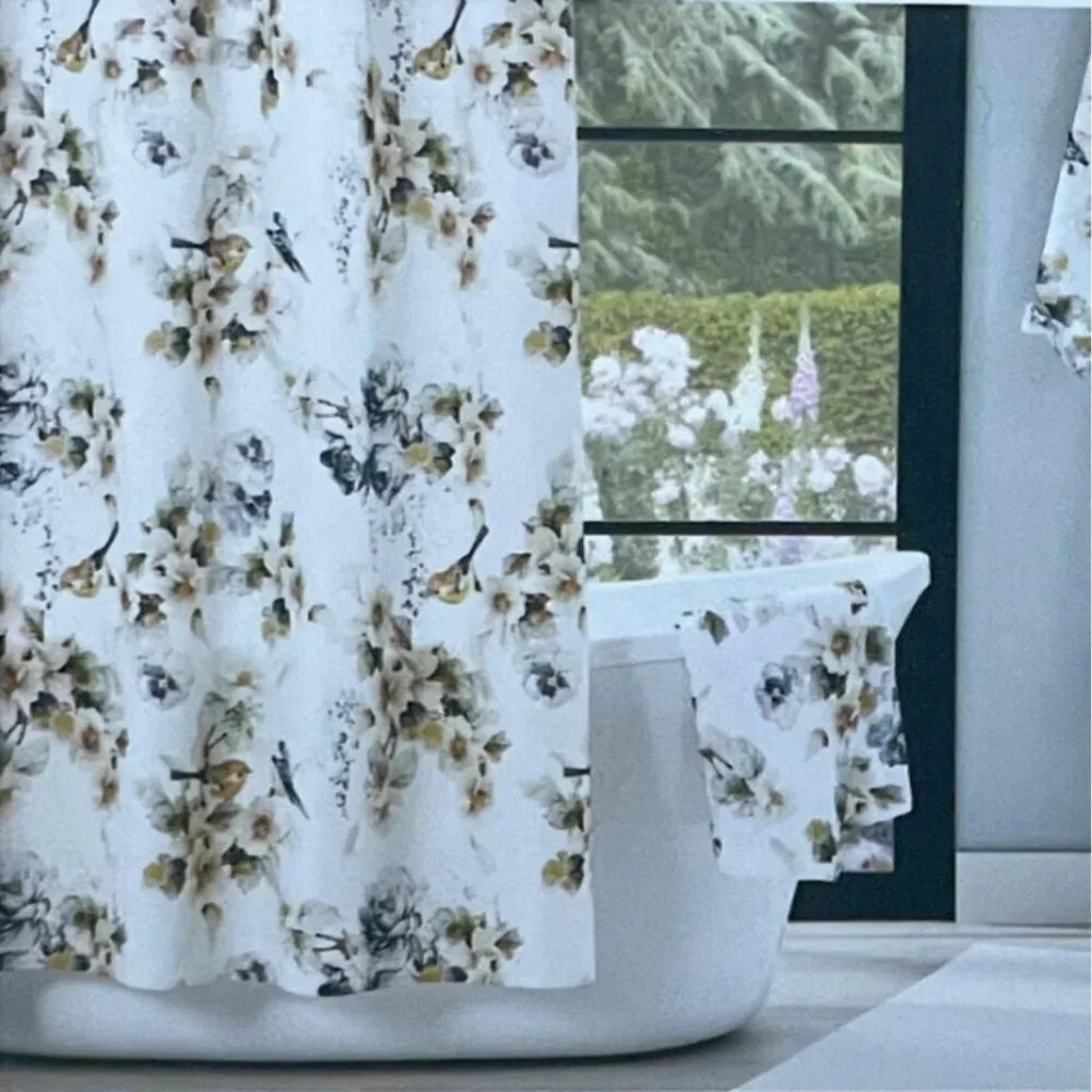 Hudson Bay Vintage Flower Shower Curtain Cotton Floral 72x72 Abigail Square